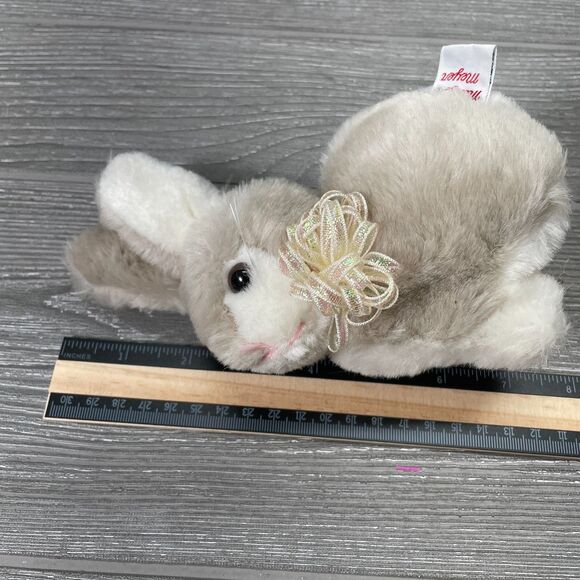 Vintage Mary Meyer Realistic Bunny Rabbit Plush Gray White Fluffy Stuffed Animal - Picture 11 of 11